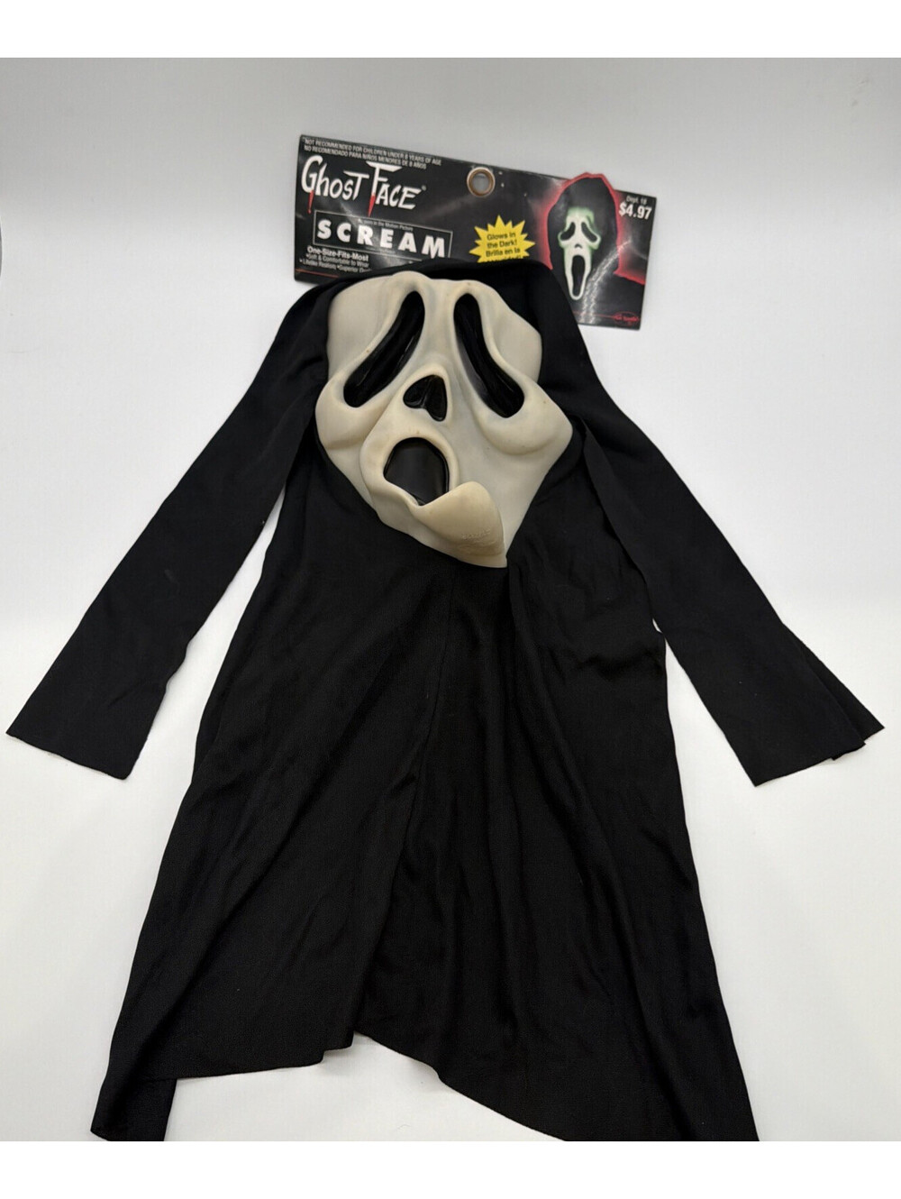 NWT Vintage 1997 Easter Unlimited Fun World DIV Ghost Face Scream Mask 9206 GLO